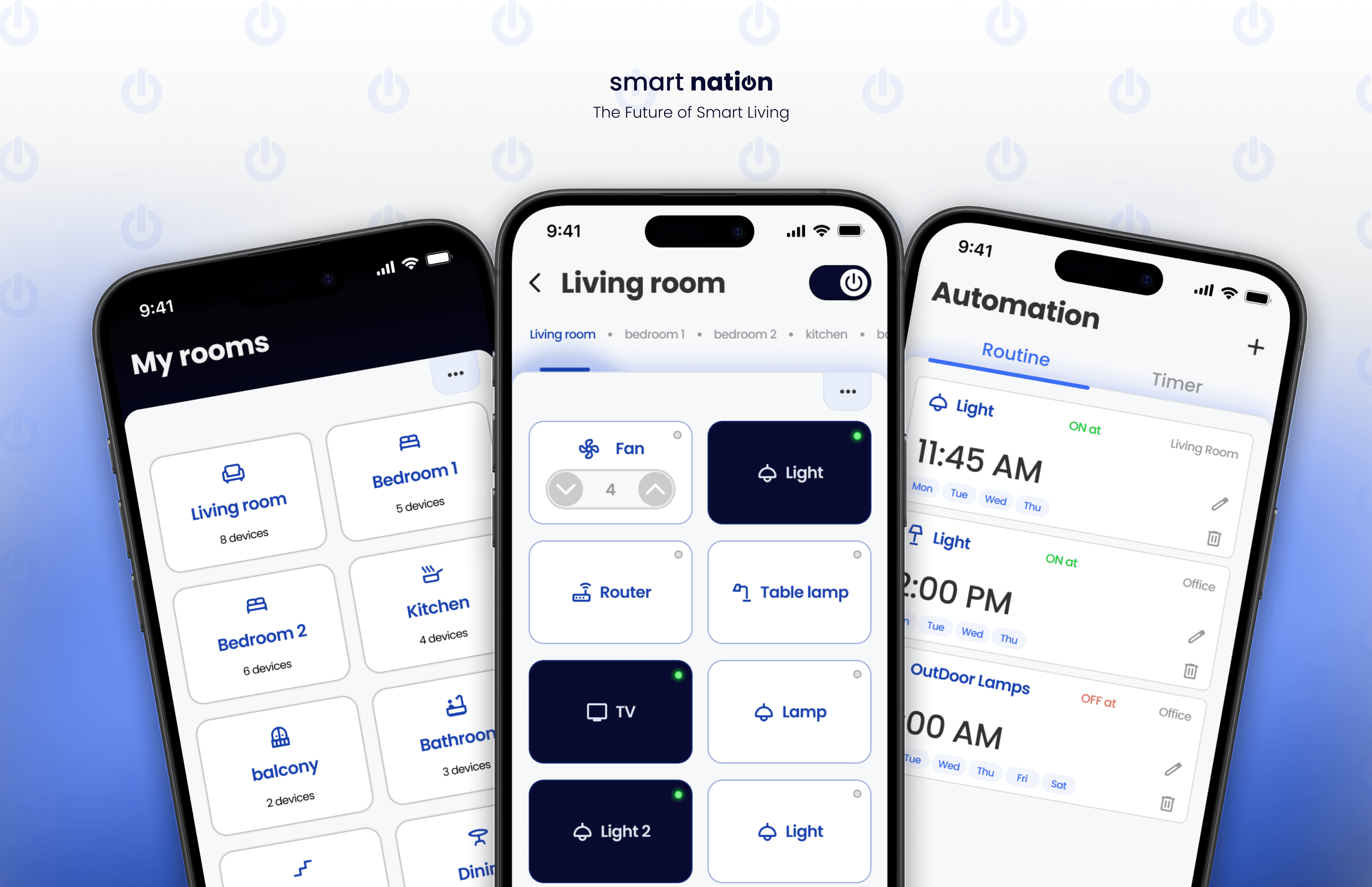 Smart Nation App — 3-screen mockup