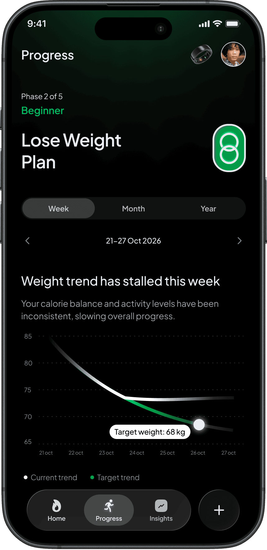 Sol Mobile Application Progress view showing monthly stability patterns