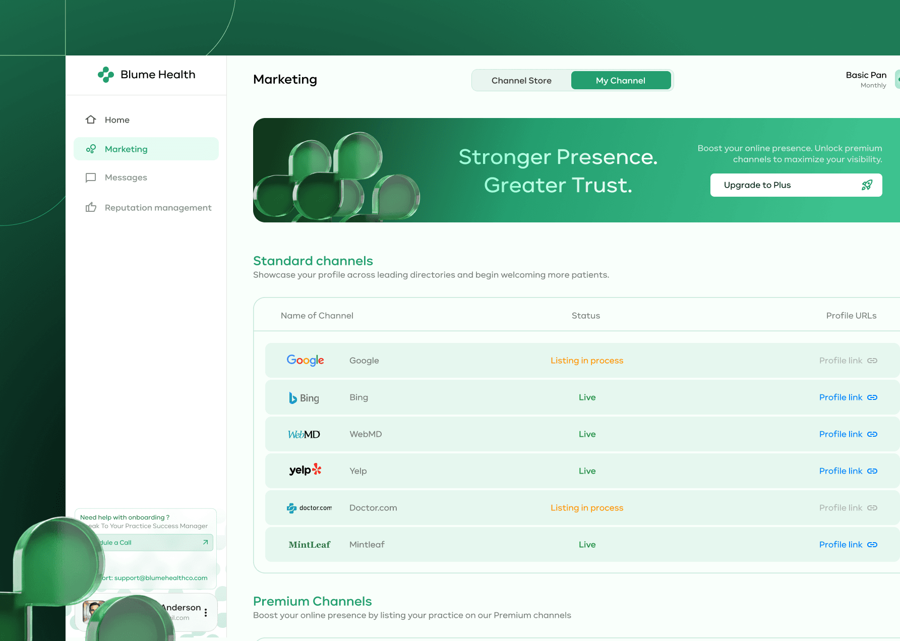 Blume Health subscription and pricing plans